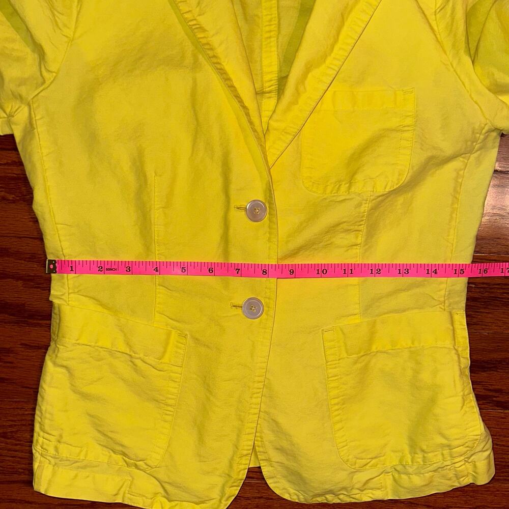 JCrew Linen Blend Bright Yellow 2-Button Blazer Jacket Size 0 - Picture 10 of 13